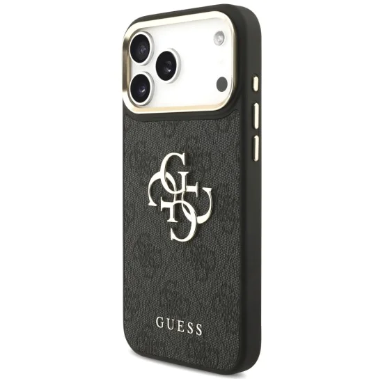 Калъф за iPhone 17 Pro Max - Guess - Голямо 4G класическо лого с големи метални копчета на каишката (GUHCP17XP4G4BCSK) - Черен