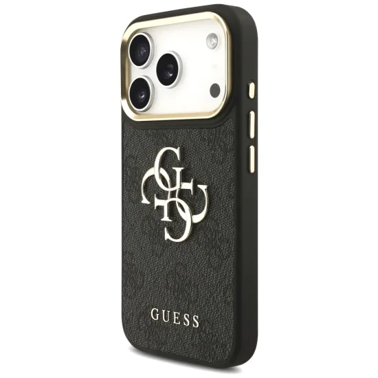 Калъф за iPhone 17 Pro - Guess - Голямо 4G класическо лого с големи метални копчета за каишка (GUHCP17LP4G4BCSK) - Черен