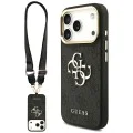 Калъф за iPhone 17 Pro - Guess - Голямо 4G класическо лого с големи метални копчета за каишка (GUHCP17LP4G4BCSK) - Черен