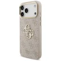 Калъф за iPhone 17 Pro Max - Guess - Голямо 4G класическо лого с големи метални копчета на каишката (GUHCP17XP4G4BCSP) - Розов