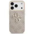 Калъф за iPhone 17 Pro - Guess - Голямо 4G класическо лого с големи метални копчета за каишка (GUHCP17LP4G4BCSP) - Розов