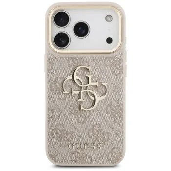 Калъф за iPhone 17 Pro - Guess - Голямо 4G класическо лого с големи метални копчета за каишка (GUHCP17LP4G4BCSP) - Розов