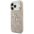 Калъф за iPhone 17 Pro - Guess - Голямо 4G класическо лого с големи метални копчета за каишка (GUHCP17LP4G4BCSP) - Розов