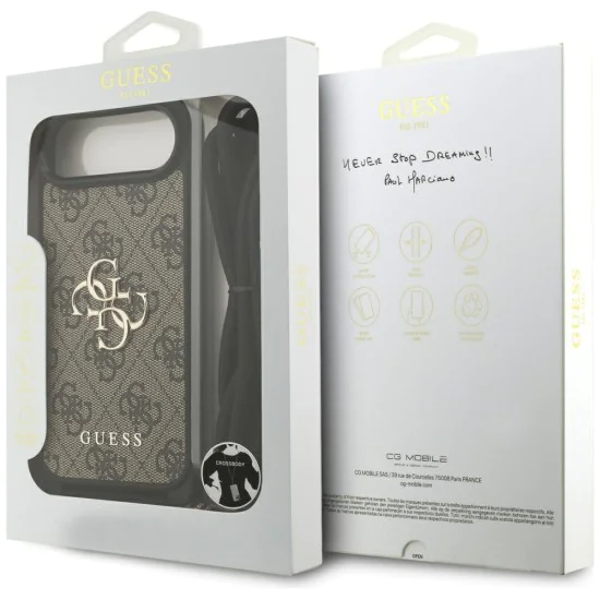 Калъф за iPhone 17 Air - Guess - Crossbody Cord 4G Big Logo (GUHCP17MP4GMGCRW) - Кафяв