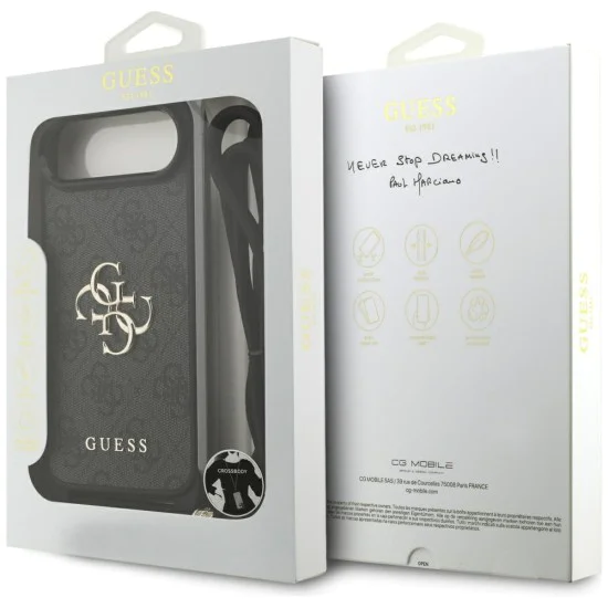 Калъф за iPhone 17 Air - Guess - Crossbody Cord 4G Big Logo (GUHCP17MP4GMGCRK) - Черен