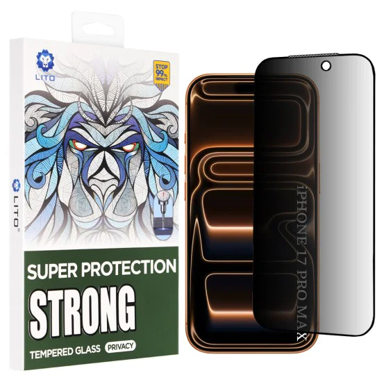 Протектор за iPhone 17 Pro Max - Lito - D+ Max Strong Privacy - Черен
