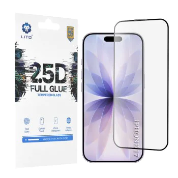 Протектор за iPhone 17 / iPhone 16 Pro - Lito - 2.5D FullGlue Glass - Черен