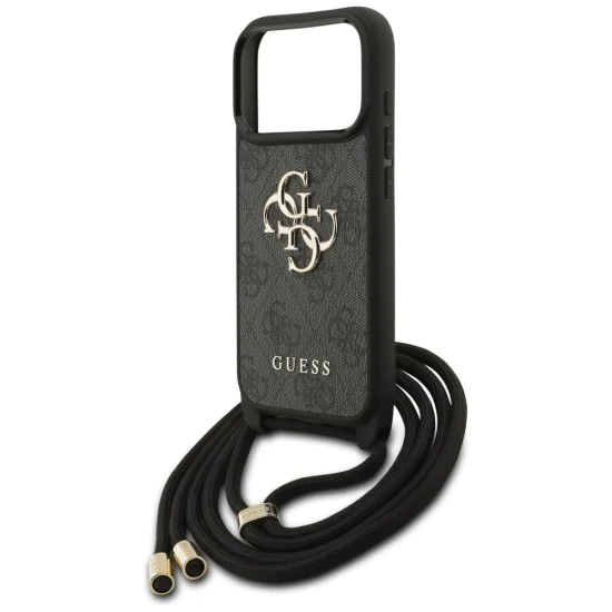 Калъф за iPhone 17 Pro - Guess - Crossbody Cord 4G Big Logo (GUHCP17LP4GMGCRK) - Черен