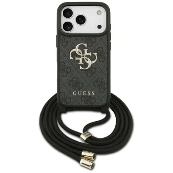 Калъф за iPhone 17 Pro - Guess - Crossbody Cord 4G Big Logo (GUHCP17LP4GMGCRK) - Черен