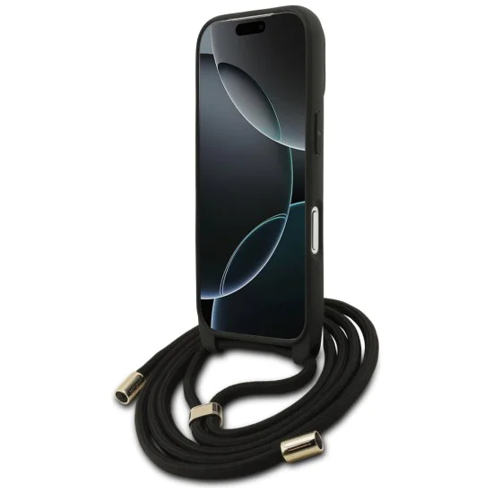 Калъф за iPhone 17 Pro - Guess - Crossbody Cord 4G Big Logo (GUHCP17LP4GMGCRK) - Черен