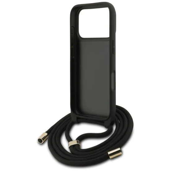Калъф за iPhone 17 Pro - Guess - Crossbody Cord 4G Big Logo (GUHCP17LP4GMGCRK) - Черен