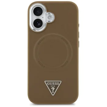 Калъф за iPhone 17 - Guess - Твърд калъф с триъгълно лого MagSafe (GUHMP17SPSDTSCMW) - Кафяв
