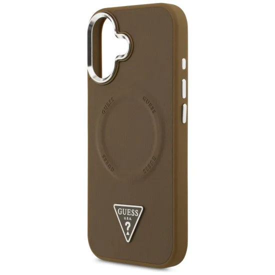 Калъф за iPhone 17 - Guess - Твърд калъф с триъгълно лого MagSafe (GUHMP17SPSDTSCMW) - Кафяв