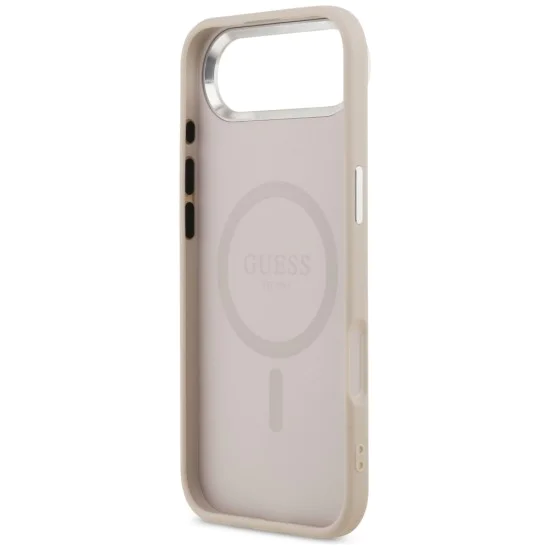 Калъф за iPhone 17 Air - Guess - Твърд калъф с триъгълно лого MagSafe (GUHMP17MPSDTSCMP) - Розов