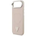 Калъф за iPhone 17 Air - Guess - Твърд калъф с триъгълно лого MagSafe (GUHMP17MPSDTSCMP) - Розов