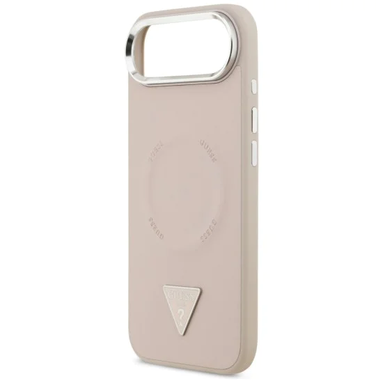Калъф за iPhone 17 Air - Guess - Твърд калъф с триъгълно лого MagSafe (GUHMP17MPSDTSCMP) - Розов
