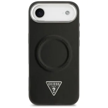Калъф за iPhone 17 Air - Guess - Твърд калъф с триъгълно лого MagSafe (GUHMP17MPSDTSCMK) - Черен
