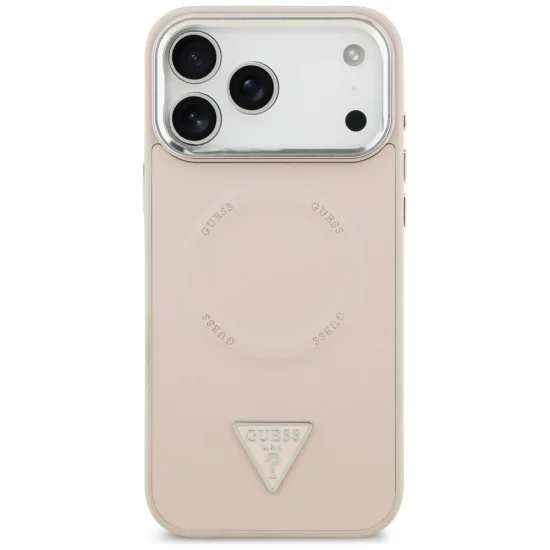 Калъф за iPhone 17 Pro Max - Guess - Твърд калъф с триъгълно лого MagSafe (GUHMP17XPSDTSCMP) - Розов