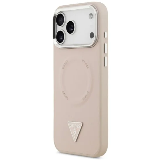 Калъф за iPhone 17 Pro Max - Guess - Твърд калъф с триъгълно лого MagSafe (GUHMP17XPSDTSCMP) - Розов