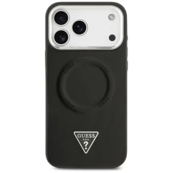 Калъф за iPhone 17 Pro Max - Guess - Твърд калъф с триъгълно лого MagSafe (GUHMP17XPSDTSCMK) - Черен