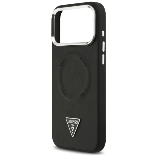 Калъф за iPhone 17 Pro Max - Guess - Твърд калъф с триъгълно лого MagSafe (GUHMP17XPSDTSCMK) - Черен