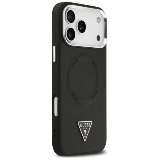 Калъф за iPhone 17 Pro Max - Guess - Твърд калъф с триъгълно лого MagSafe (GUHMP17XPSDTSCMK) - Черен