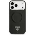 Калъф за iPhone 17 Pro - Guess - Твърд калъф с триъгълно лого MagSafe (GUHMP17LPSDTSCMK) - Черен
