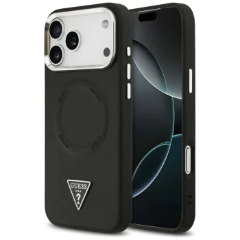 Калъф за iPhone 17 Pro - Guess - Твърд калъф с триъгълно лого MagSafe (GUHMP17LPSDTSCMK) - Черен