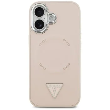 Калъф за iPhone 17 - Guess - Твърд калъф с триъгълно лого MagSafe (GUHMP17SPSDTSCMP) - Розов