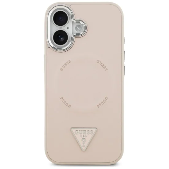 Калъф за iPhone 17 - Guess - Твърд калъф с триъгълно лого MagSafe (GUHMP17SPSDTSCMP) - Розов