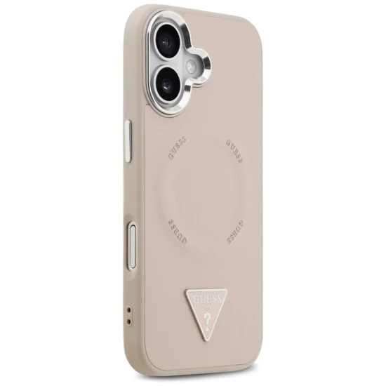 Калъф за iPhone 17 - Guess - Твърд калъф с триъгълно лого MagSafe (GUHMP17SPSDTSCMP) - Розов
