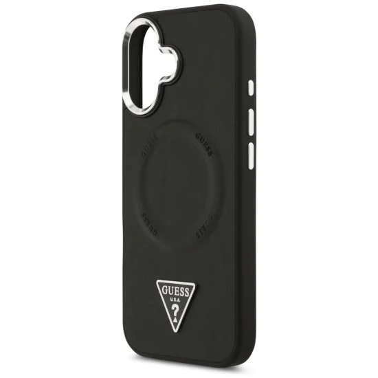 Калъф за iPhone 17 - Guess - Твърд калъф с триъгълно лого MagSafe (GUHMP17SPSDTSCMK) - Черен