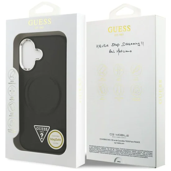 Калъф за iPhone 17 - Guess - Твърд калъф с триъгълно лого MagSafe (GUHMP17SPSDTSCMK) - Черен