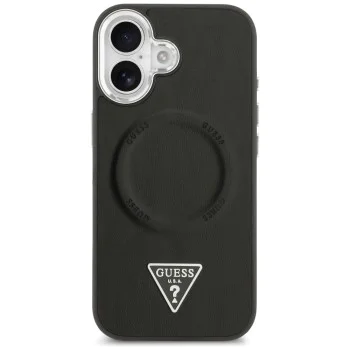 Калъф за iPhone 17 - Guess - Твърд калъф с триъгълно лого MagSafe (GUHMP17SPSDTSCMK) - Черен