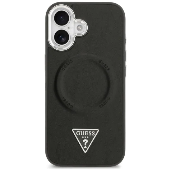 Калъф за iPhone 17 - Guess - Твърд калъф с триъгълно лого MagSafe (GUHMP17SPSDTSCMK) - Черен
