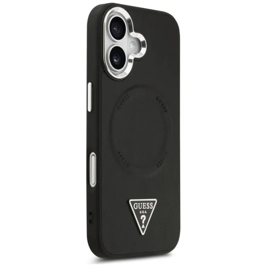 Калъф за iPhone 17 - Guess - Твърд калъф с триъгълно лого MagSafe (GUHMP17SPSDTSCMK) - Черен