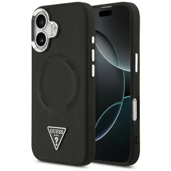 Калъф за iPhone 17 - Guess - Твърд калъф с триъгълно лого MagSafe (GUHMP17SPSDTSCMK) - Черен