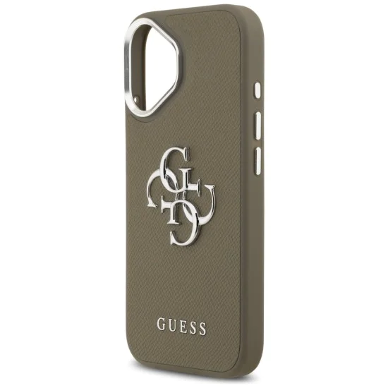 Калъф за iPhone 17 - Guess - Твърд калъф с голямо 4G класическо лого с грайфер (GUHCP17SPG4SMCEW) - Кафяв