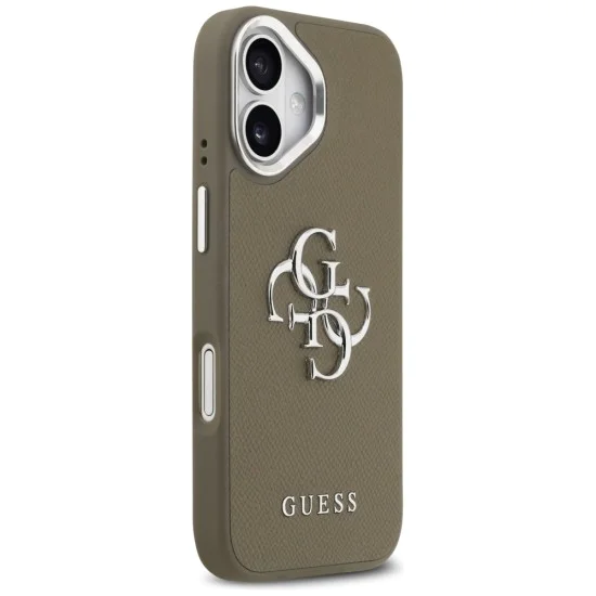 Калъф за iPhone 17 - Guess - Твърд калъф с голямо 4G класическо лого с грайфер (GUHCP17SPG4SMCEW) - Кафяв
