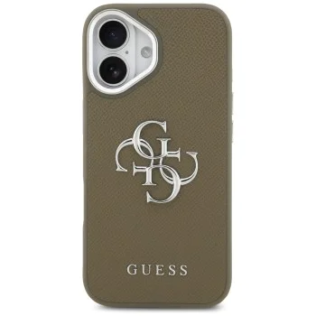 Калъф за iPhone 17 - Guess - Твърд калъф с голямо 4G класическо лого с грайфер (GUHCP17SPG4SMCEW) - Кафяв