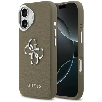 Калъф за iPhone 17 - Guess - Твърд калъф с голямо 4G класическо лого с грайфер (GUHCP17SPG4SMCEW) - Кафяв