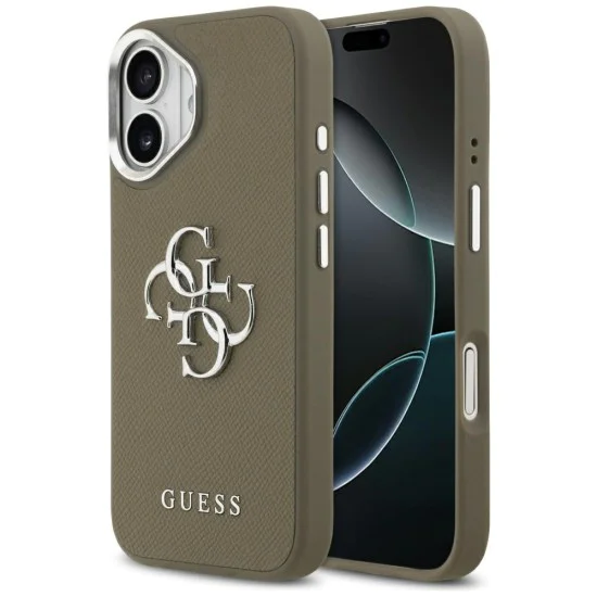 Калъф за iPhone 17 - Guess - Твърд калъф с голямо 4G класическо лого с грайфер (GUHCP17SPG4SMCEW) - Кафяв
