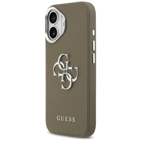 Калъф за iPhone 17 - Guess - Твърд калъф с голямо 4G класическо лого с грайфер (GUHCP17SPG4SMCEW) - Кафяв
