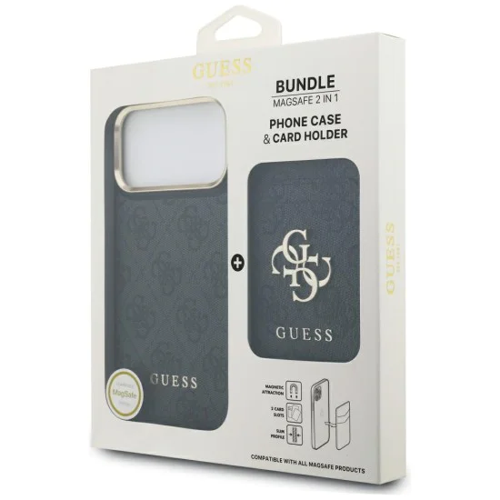 Калъф за iPhone 17 Pro Max – с MagSafe – Guess (GUBPHCP17XP4SM4MCK) Cardslot 4G – Черен