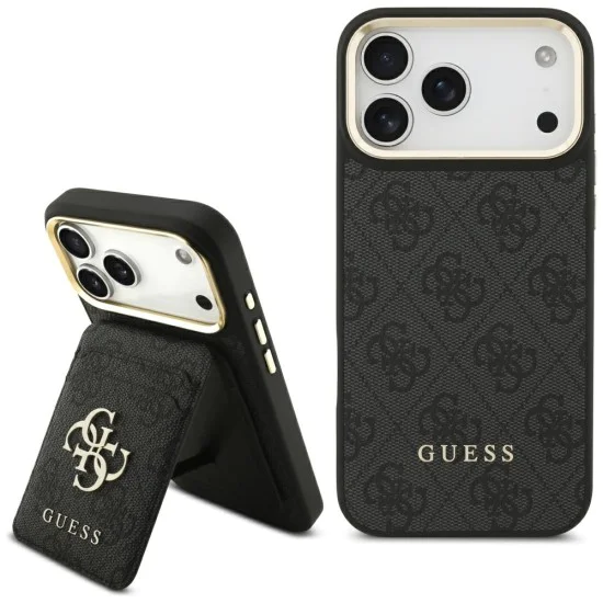 Калъф за iPhone 17 Pro Max – с MagSafe – Guess (GUBPHCP17XP4SM4MCK) Cardslot 4G – Черен