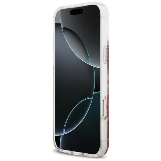 Калъф за iPhone 17 Pro Max - Guess - С брокатено дъно от смола MagSafe (GUHMP17XRGRGEP) - Розов