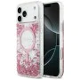 Калъф за iPhone 17 Pro Max - Guess - С брокатено дъно от смола MagSafe (GUHMP17XRGRGEP) - Розов