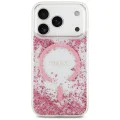 Калъф за iPhone 17 Pro - Guess - С брокатено дъно от смола MagSafe (GUHMP17LRGRGEP) - Розов