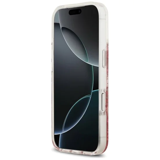 Калъф за iPhone 17 Pro - Guess - С брокатено дъно от смола MagSafe (GUHMP17LRGRGEP) - Розов
