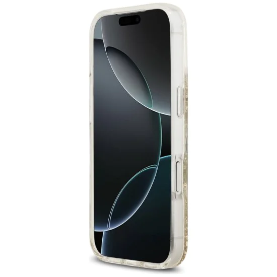 Калъф за iPhone 17 Pro - Guess - С брокатено дъно от смола MagSafe (GUHMP17LRGRGED) - Златист